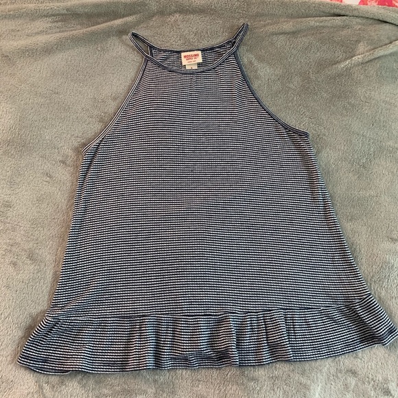 Navy Striped Ruffle Tank Top - Picture 3 of 4